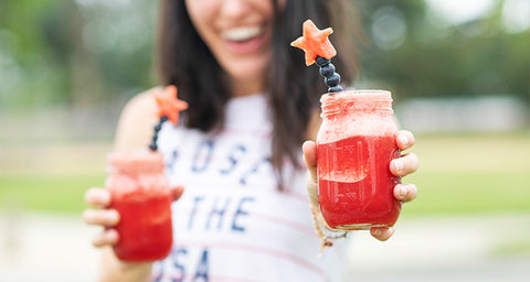 4th of july frosé recipe with strawberry and watermellon