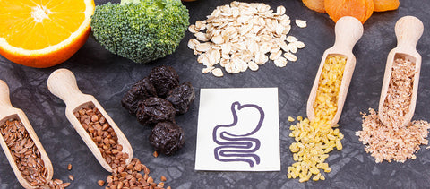 Gemini said Top-down view of high-fiber foods for healthy digestion