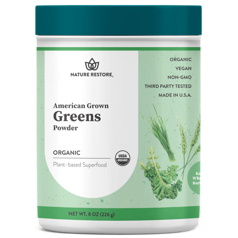 American Grown Greens Powder, Organic Wheatgrass, Kale, Barley Grass