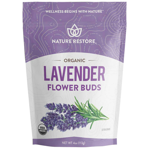 Nature Restore Lavender Dried Whole flower, Organic, 4-Ounces, 113-Grams